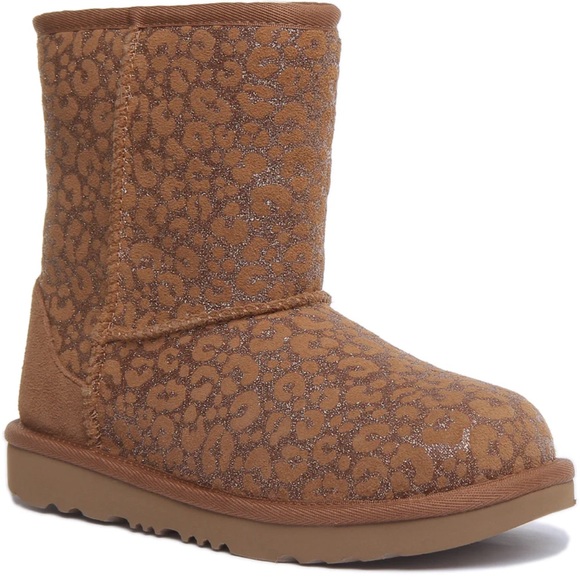 UGG, Classic II Glitter Leopard Suede Kid's Boot size:4, very cute! - Picture 3 of 12